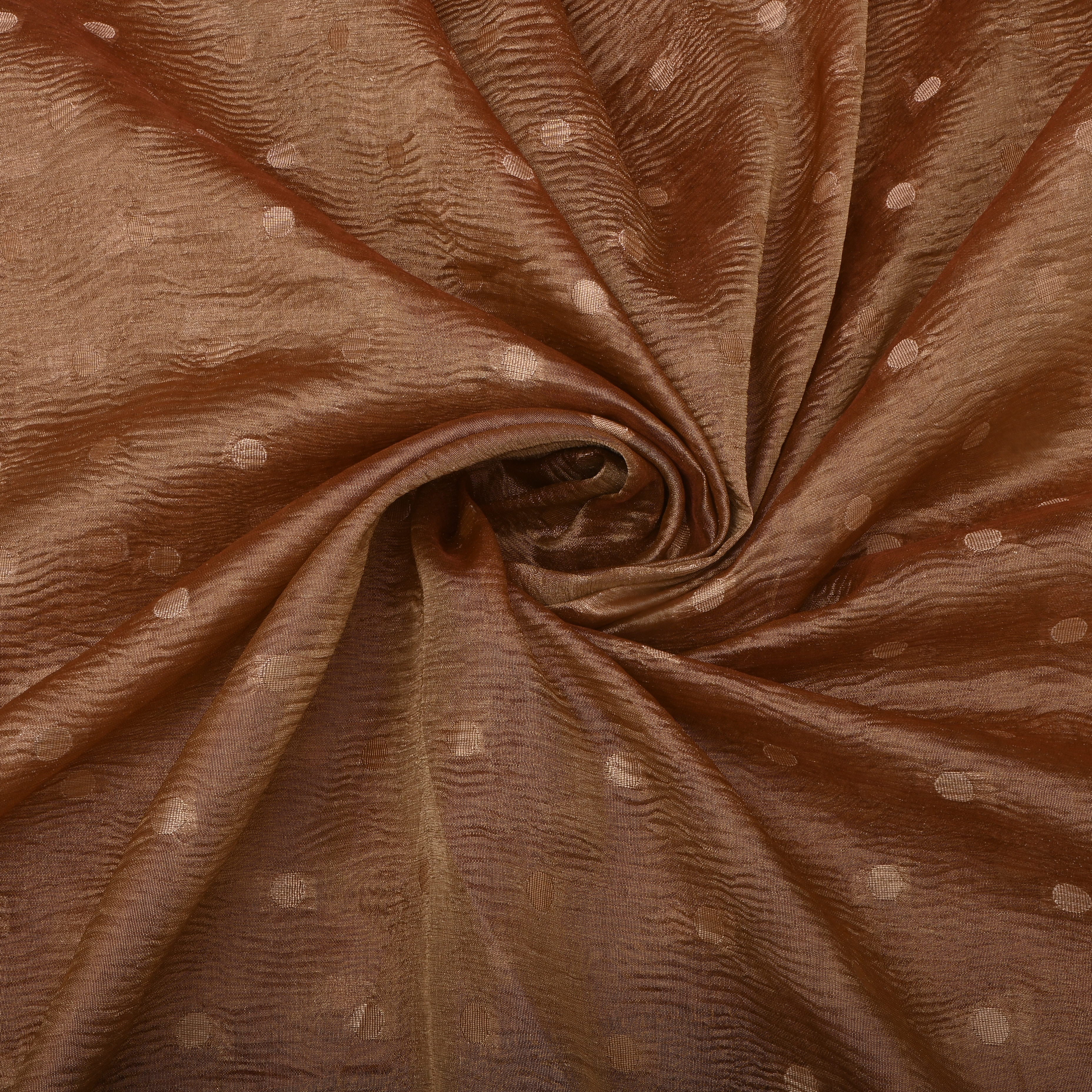 Light Taupe Brown Kanjivaram Zari Motifs Border Jamawar Tissue Fabric