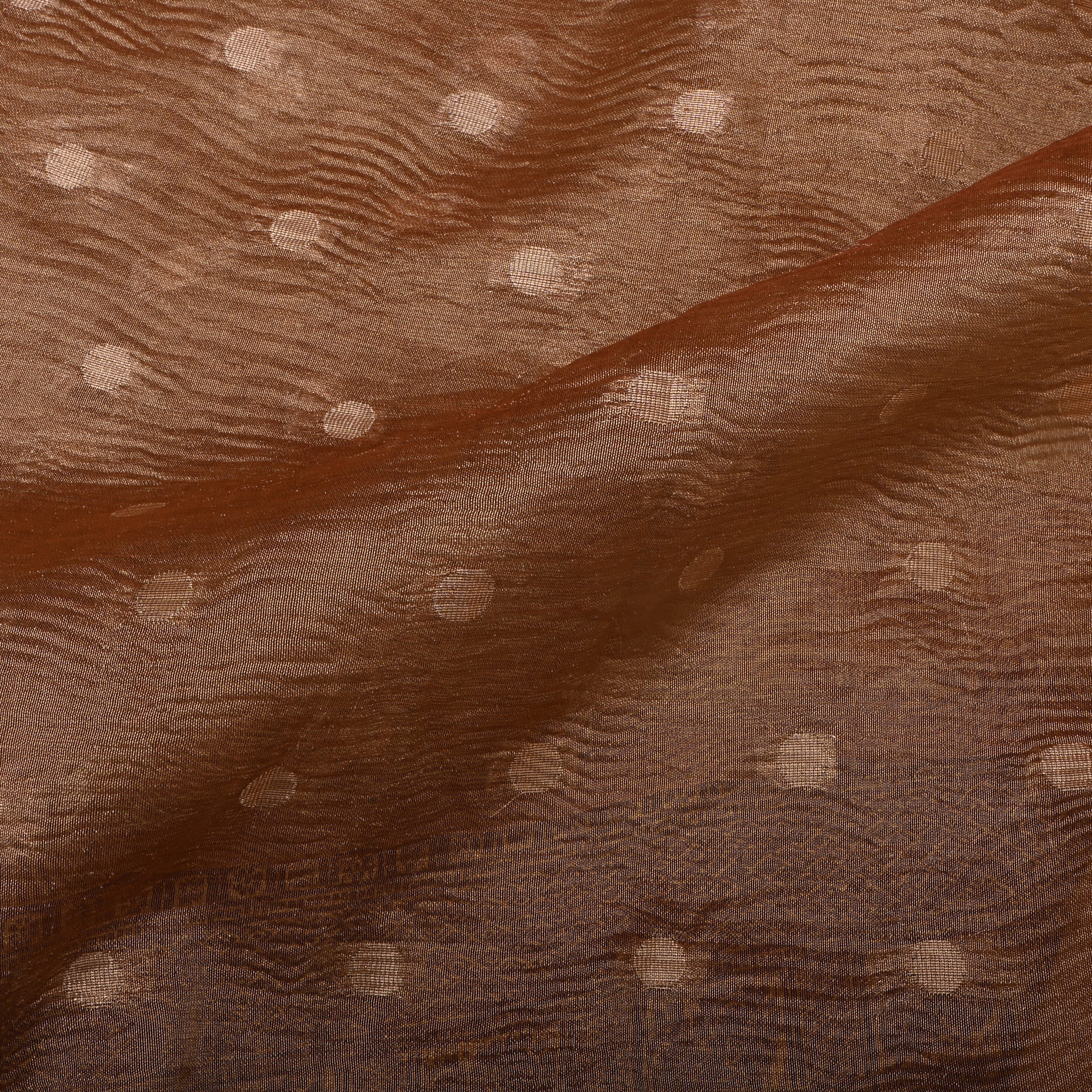 Light Traupe Brown Kanchi Zari Motifs Border Jamawar Tissue Fabric