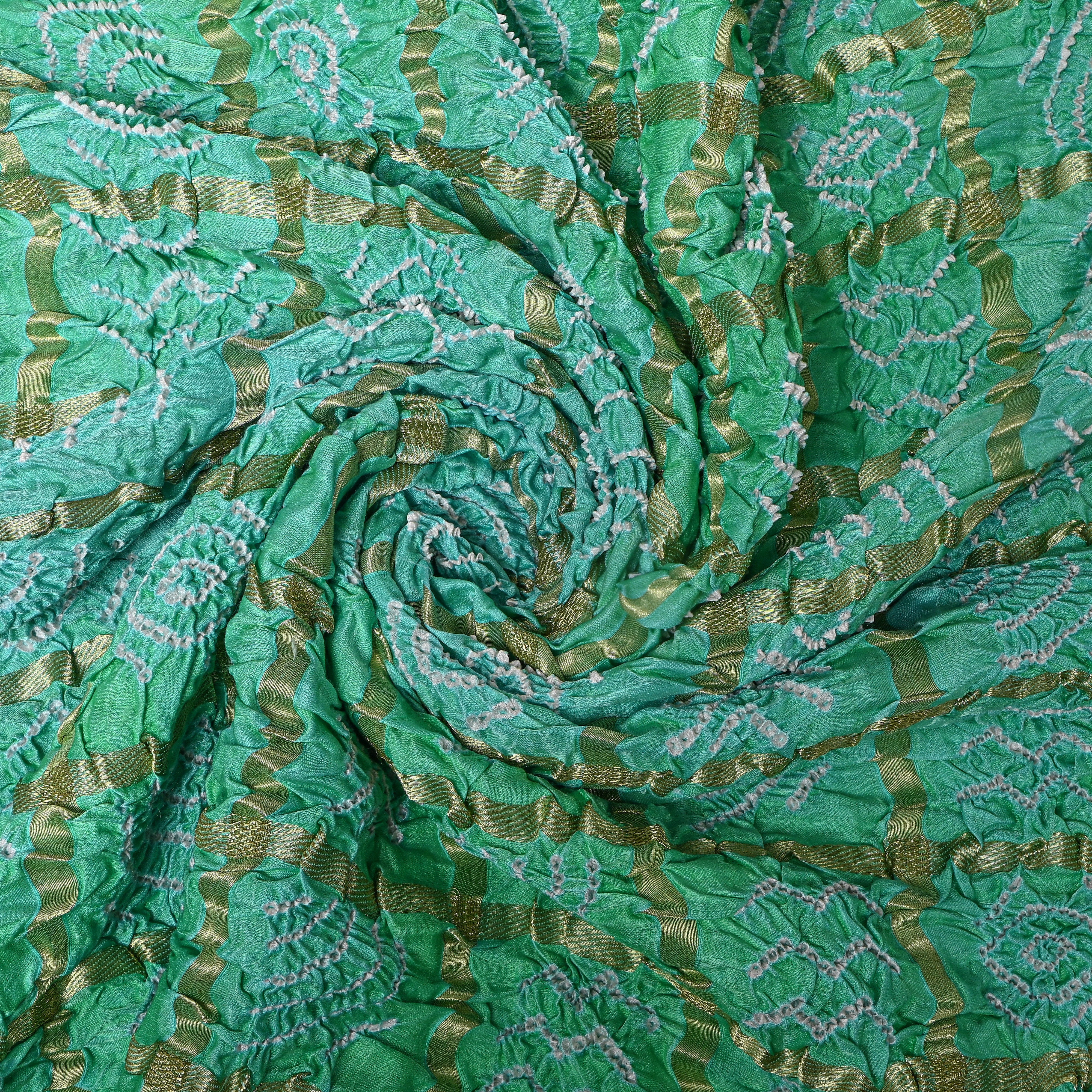 Light Mint Green Bandhani Silk Fabric
