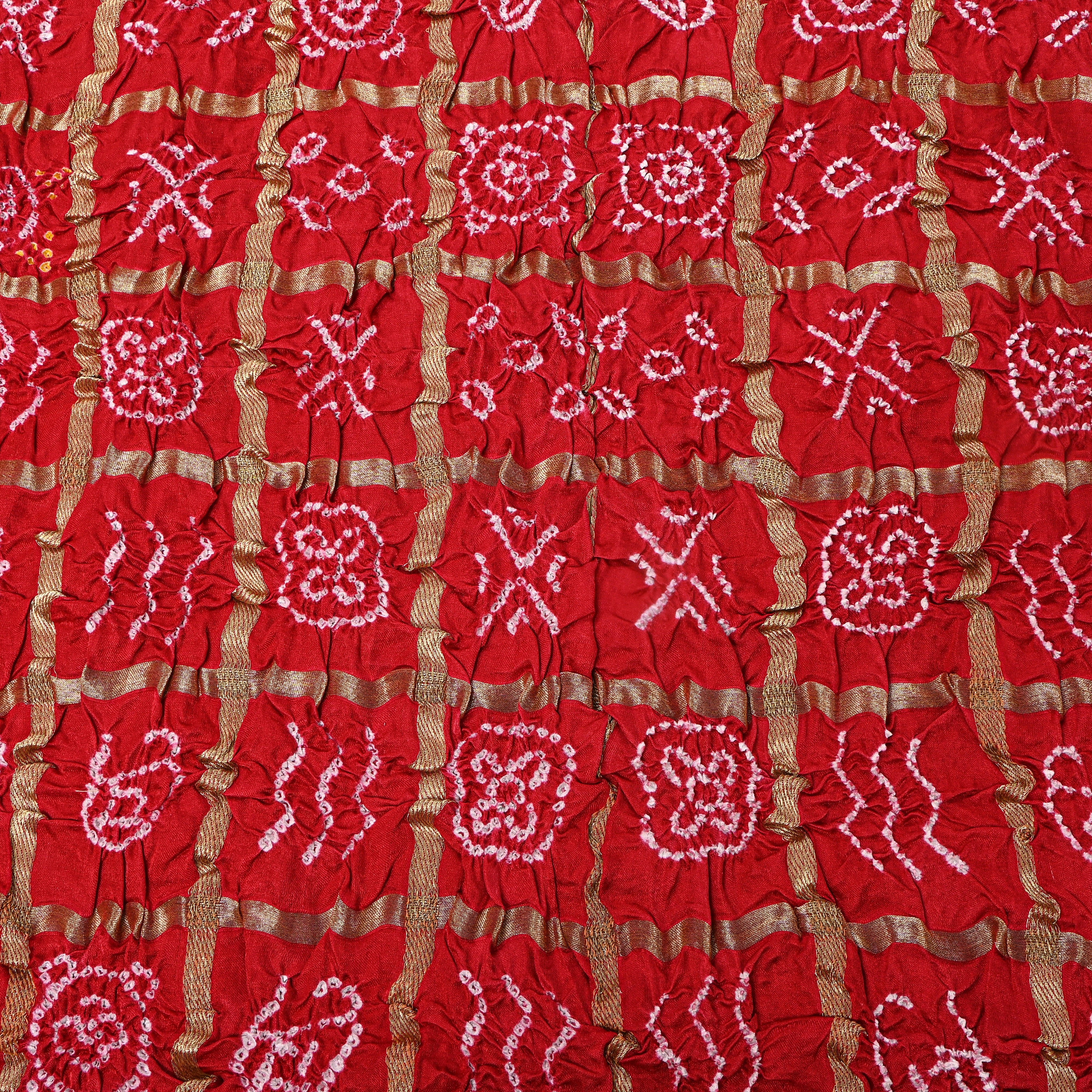 Bright Coral Orange Bandhani Silk Fabric
