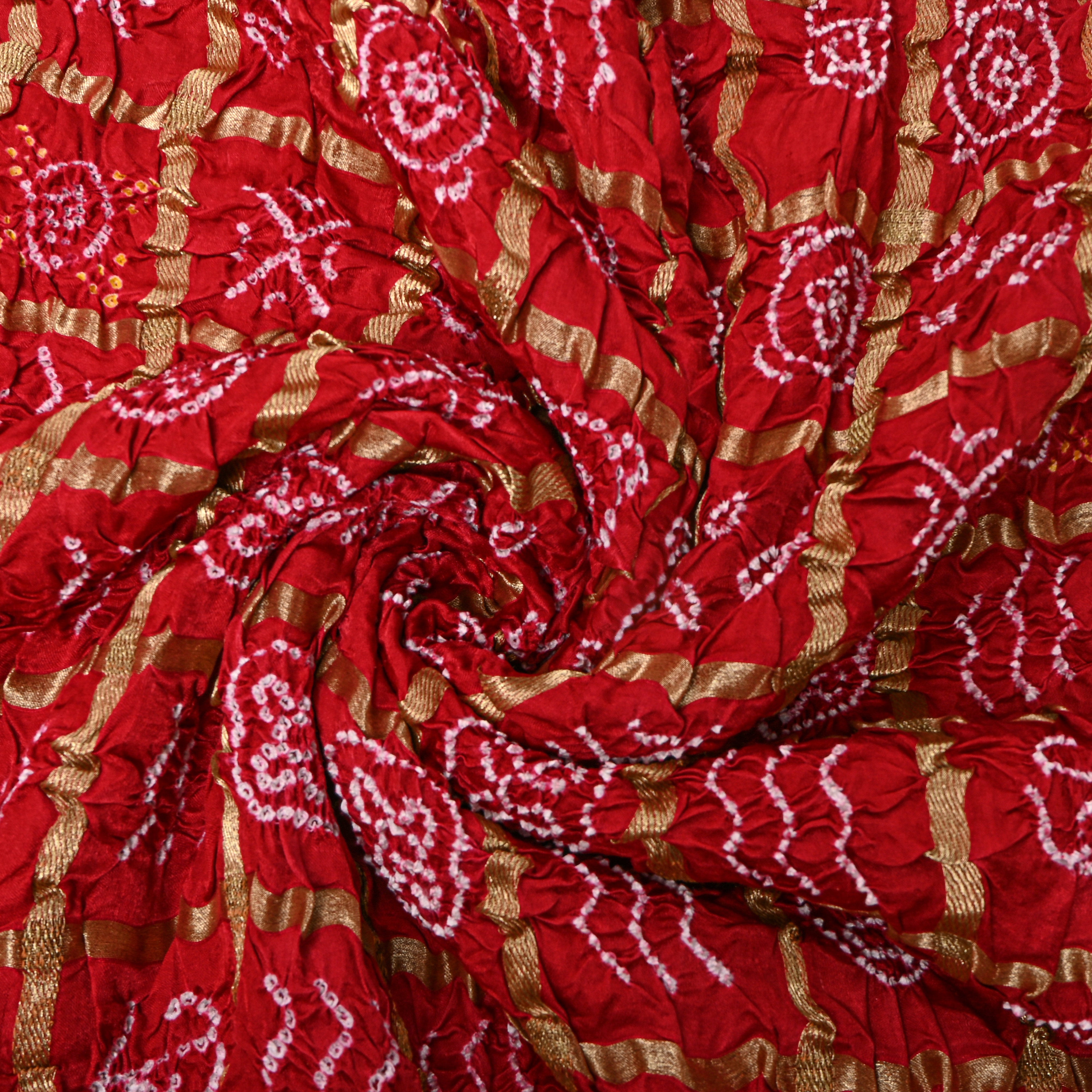 Bright Coral Orange Bandhani Silk Fabric
