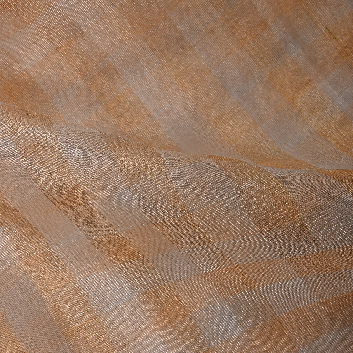 Oat Dual Tone Check Organza Tissue Fabric