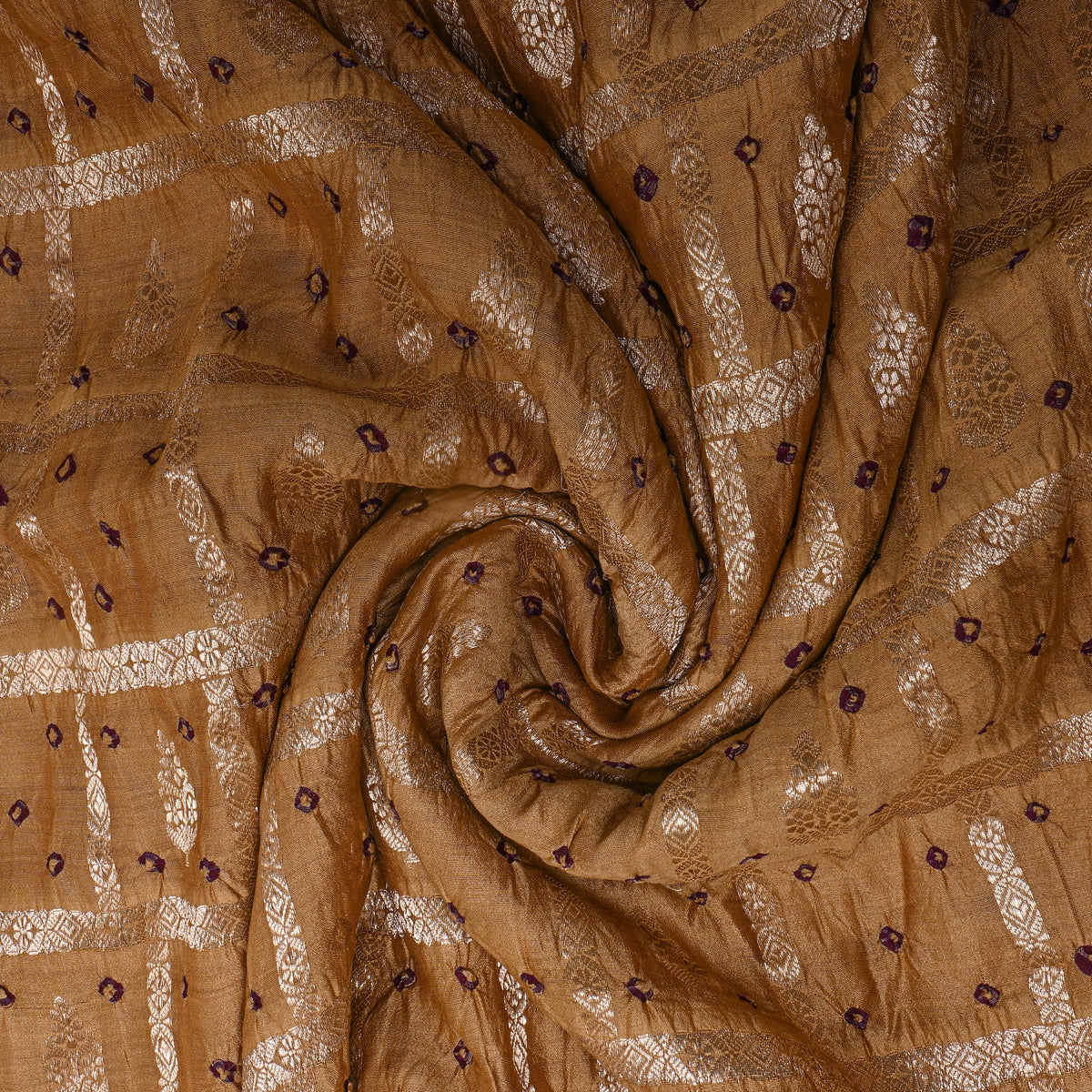 Beige Gold Bandhani Butti Fabric