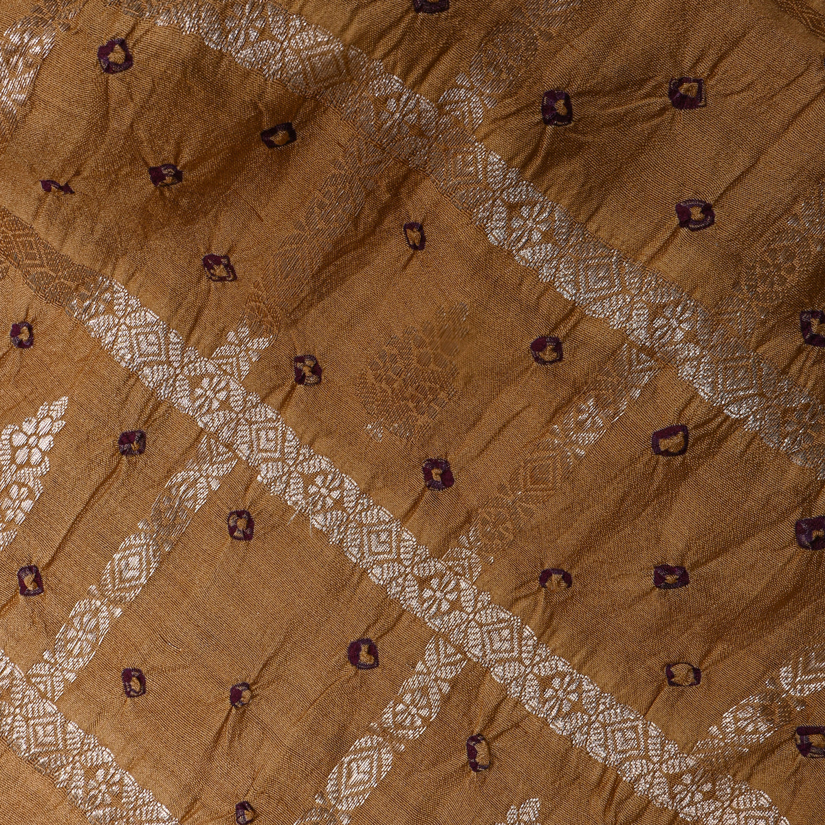 Beige Gold Bandhani Butti Fabric
