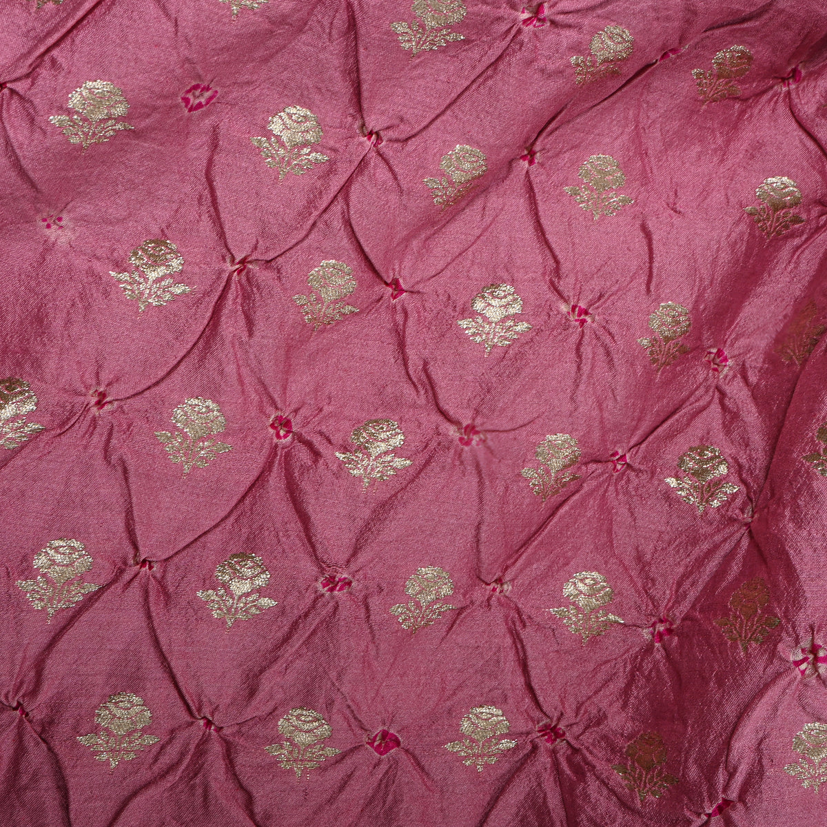 Dusty Pink Silver Zari Butti Bandhani Fabric