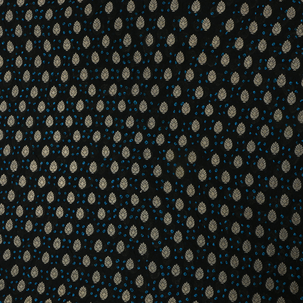 Midnight Black Bandhani Silk Fabric