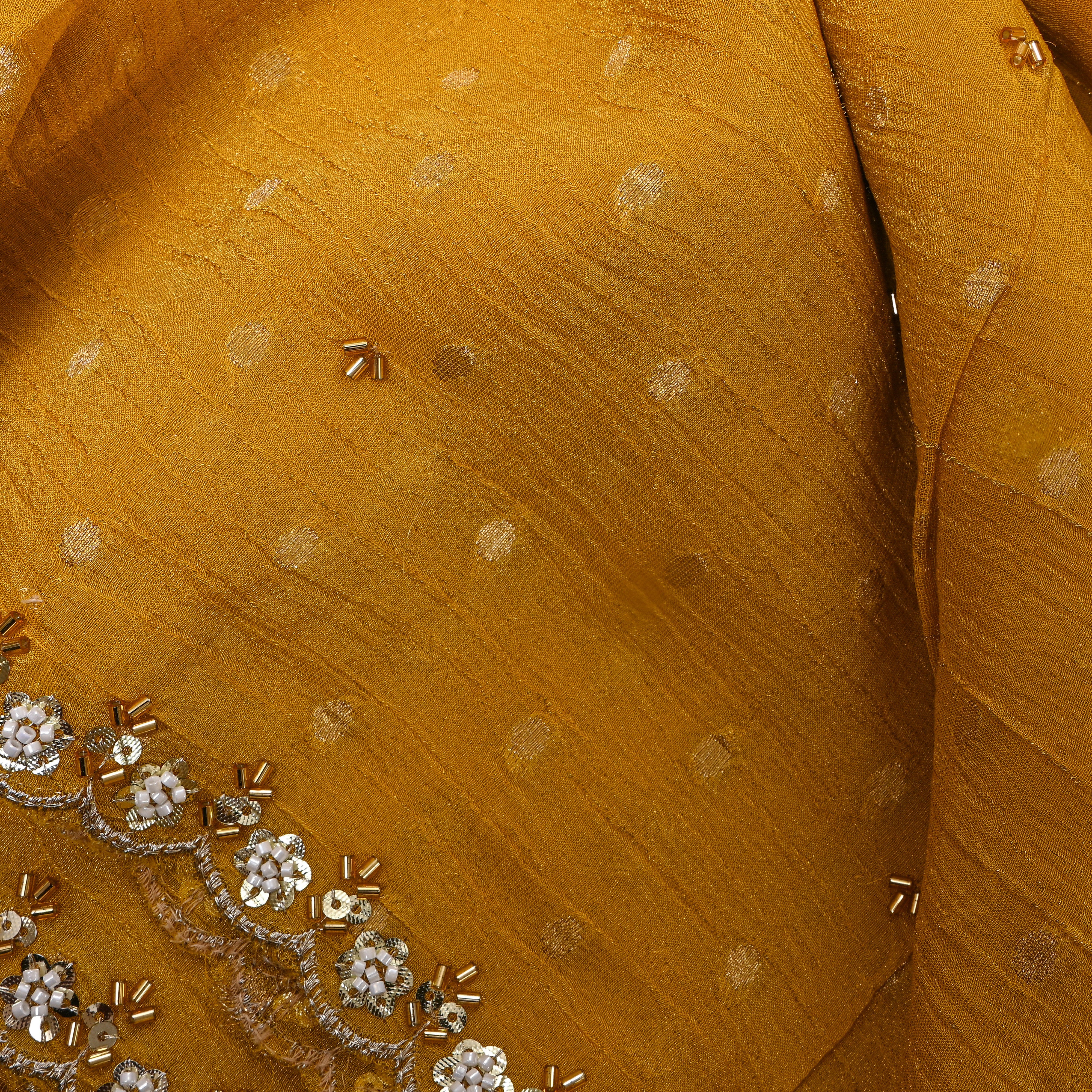Yellow Scallop Butti Embroidered Tissue