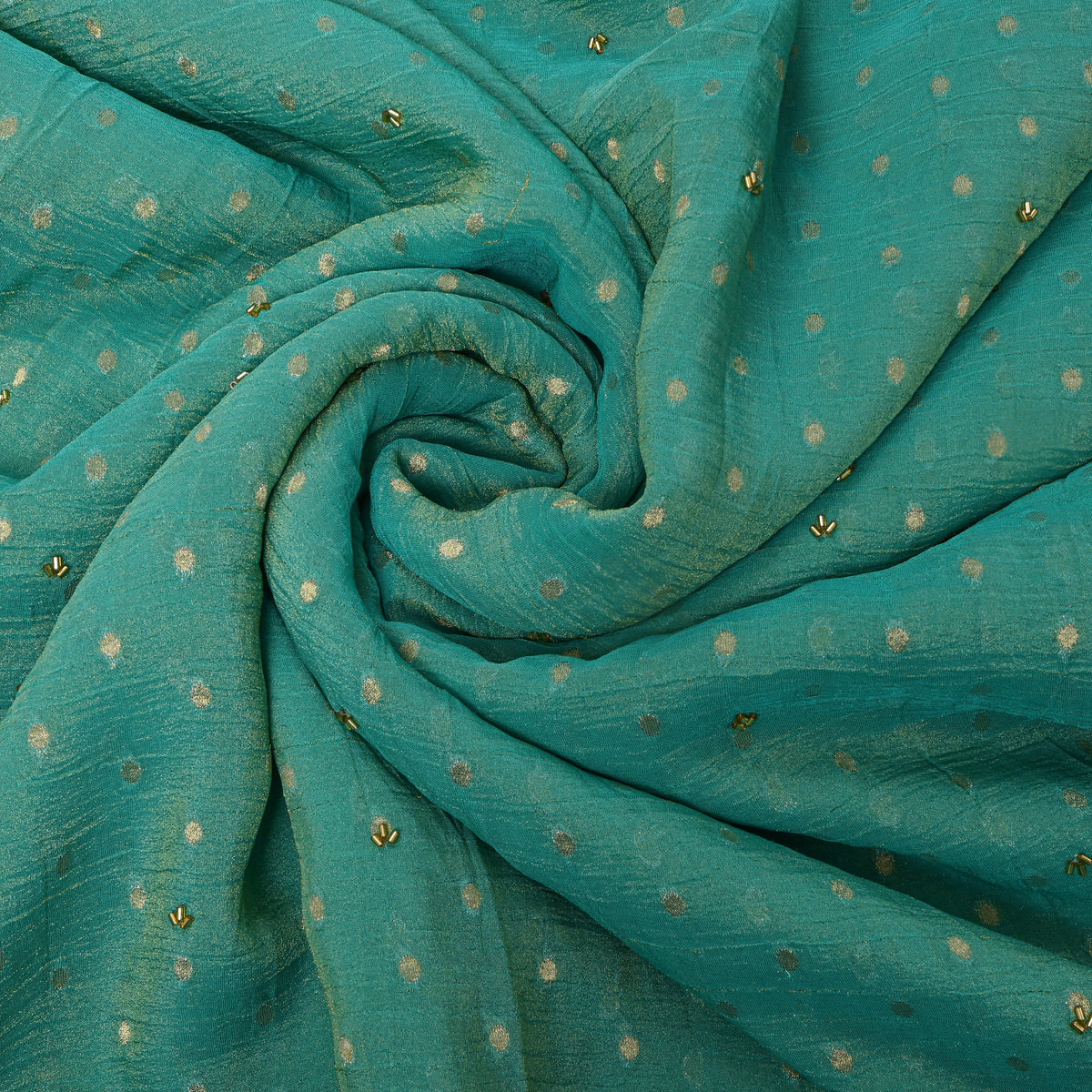 Green Scallop Butti Embroidered Tissue