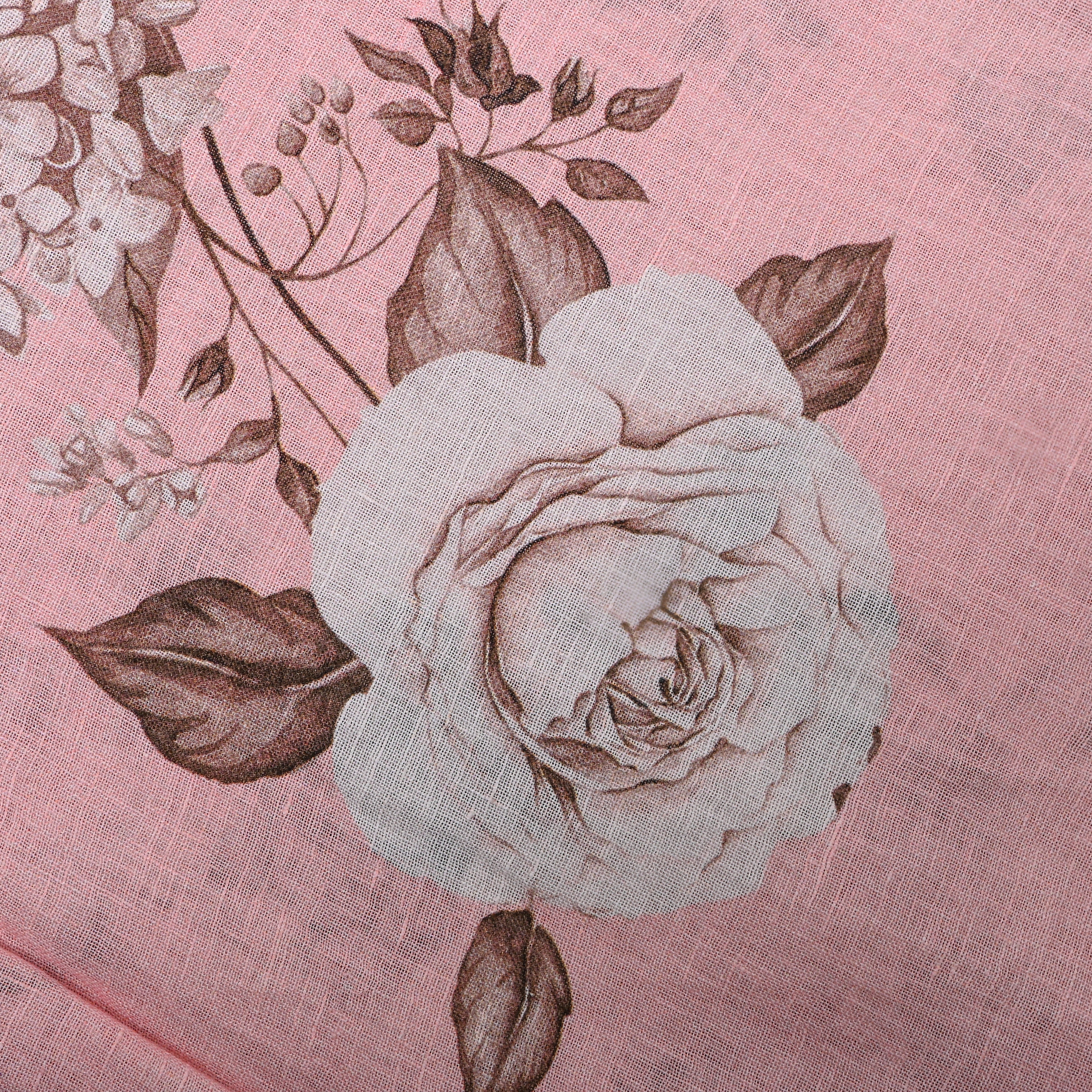 Pink Floral Printed Dupion Silk Fabric