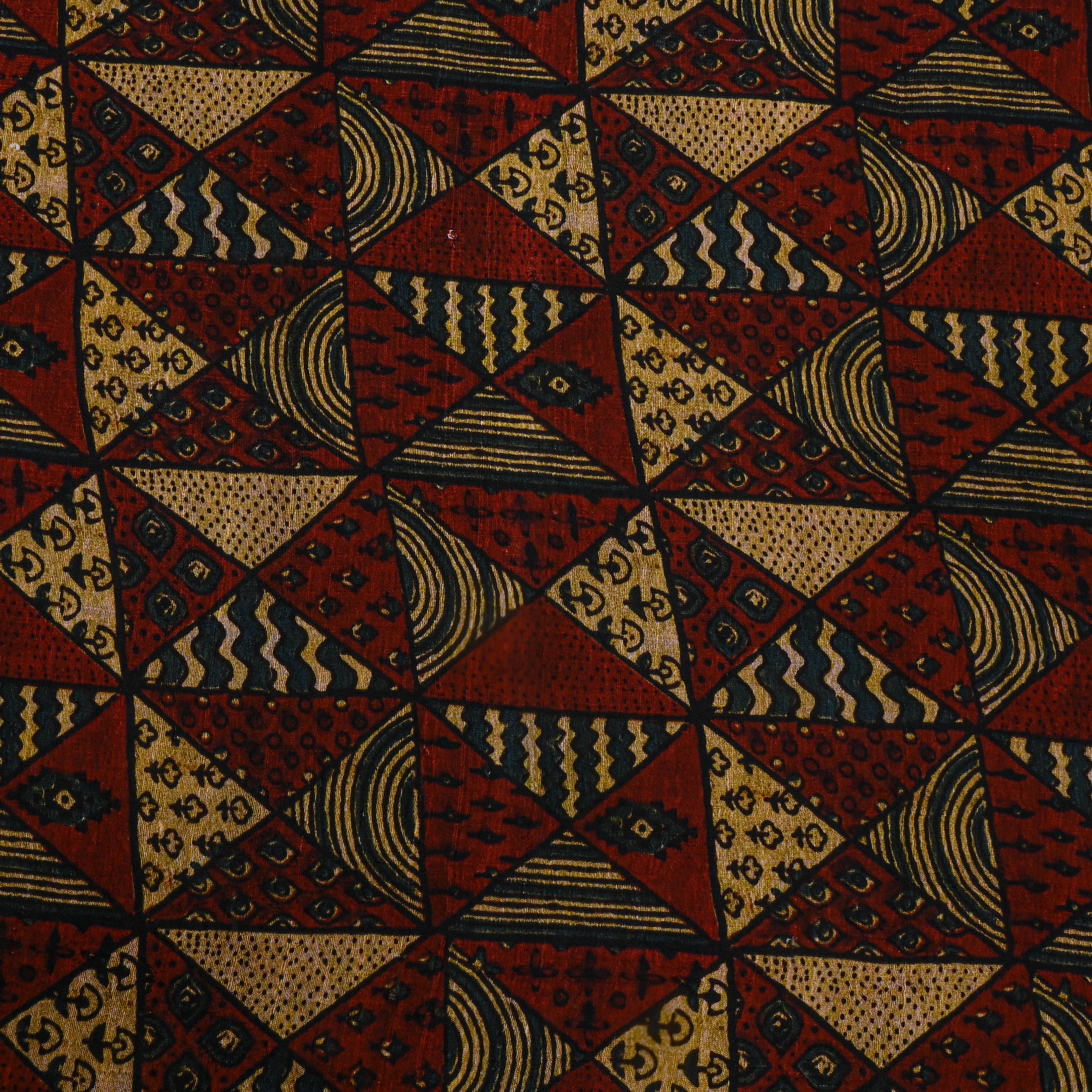 Rust Geometric Printed Silk Fabric