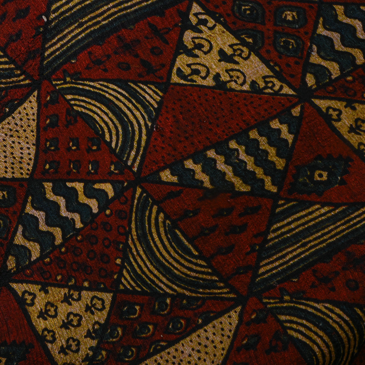 Rust Geometric Printed Silk Fabric