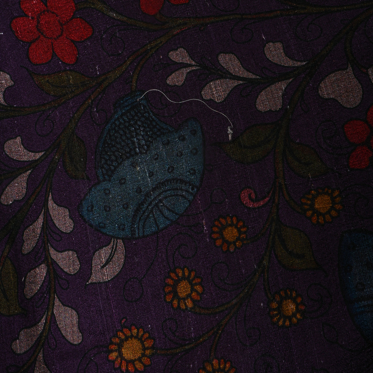 Purple Dupion Silk With Kalamkari Print