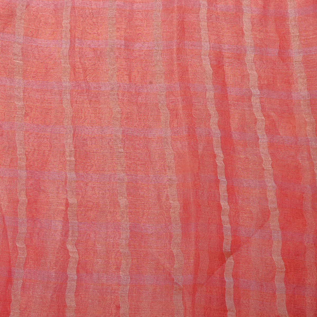 Apricot Checks Organza Tissue Fabric