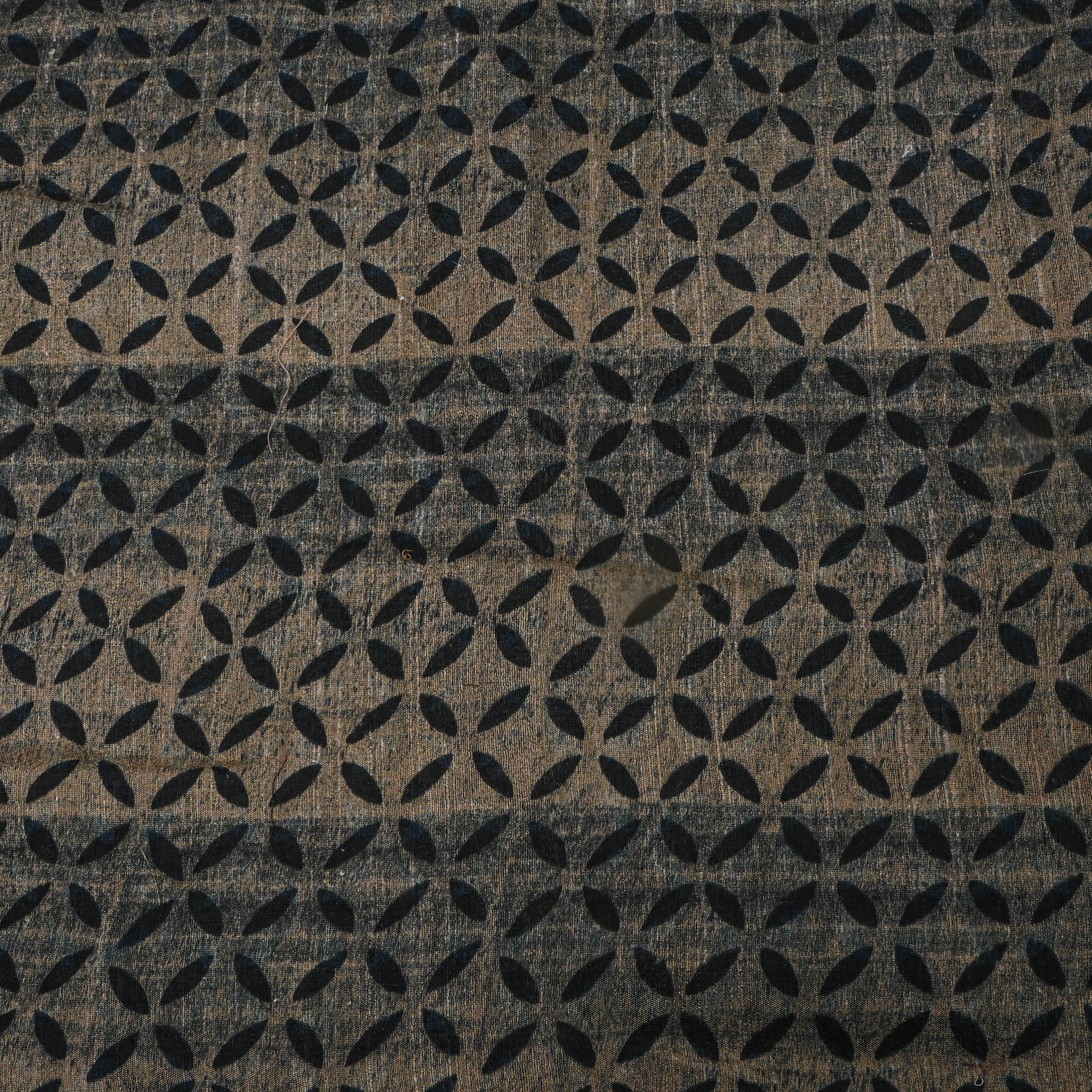 Gray Black Printed Dupion Silk Fabric