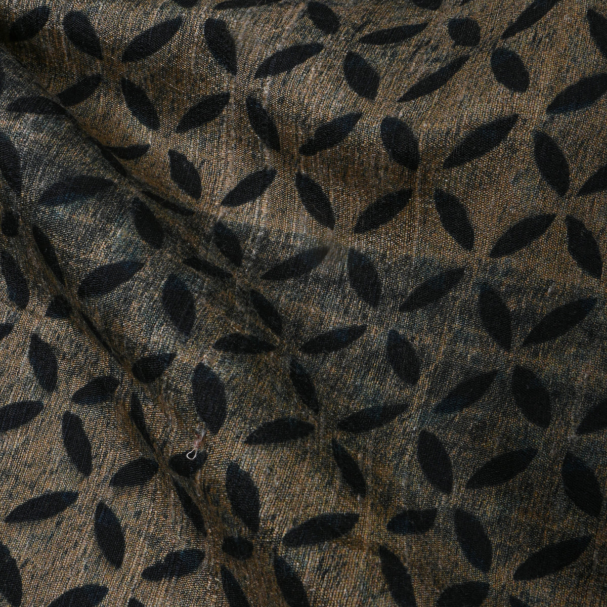 Gray Black Printed Dupion Silk Fabric