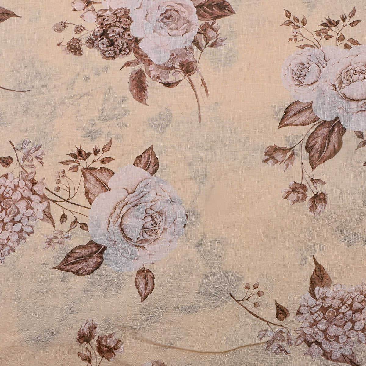 Beige Dupion Silk With Digital Print