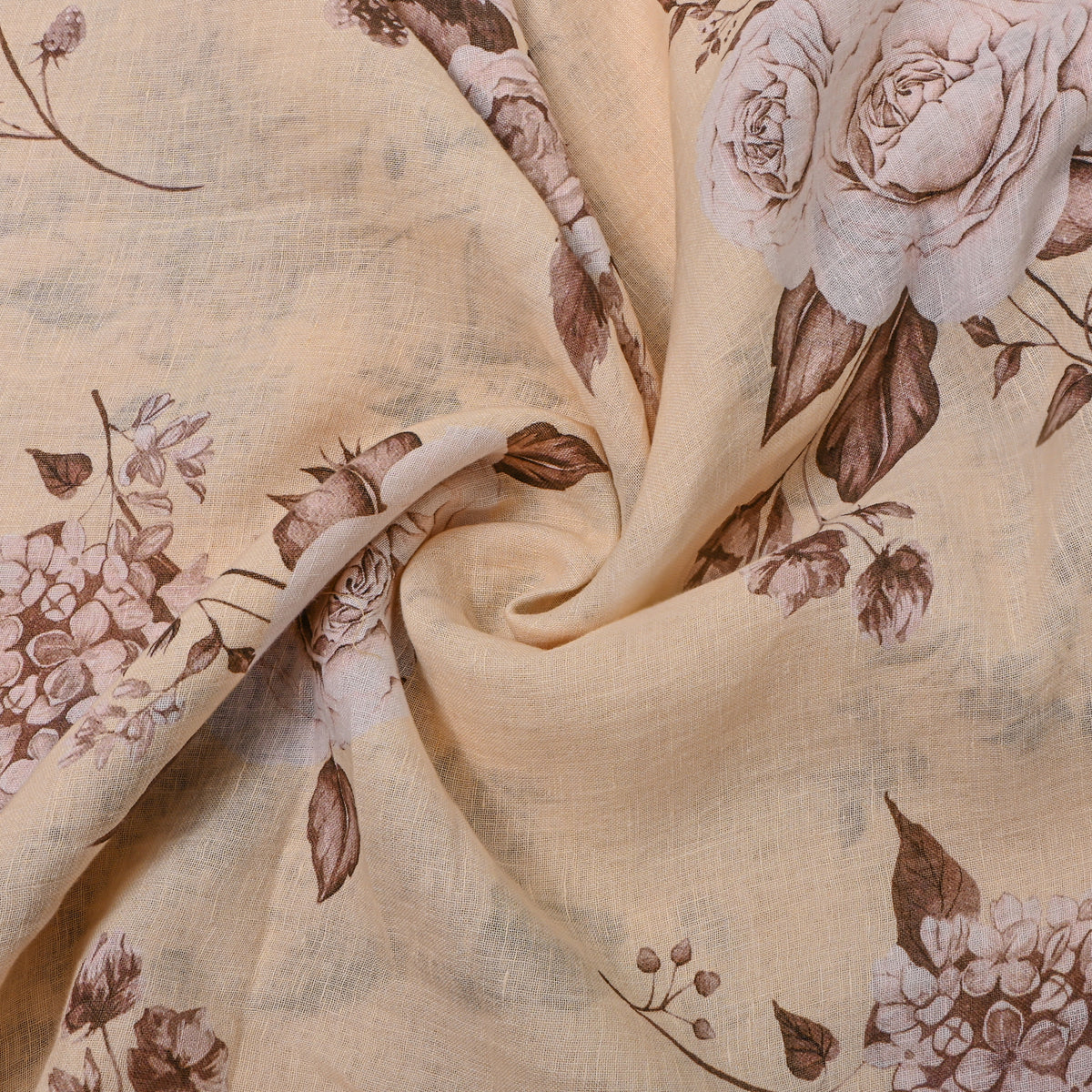 Beige Dupion Silk With Digital Print