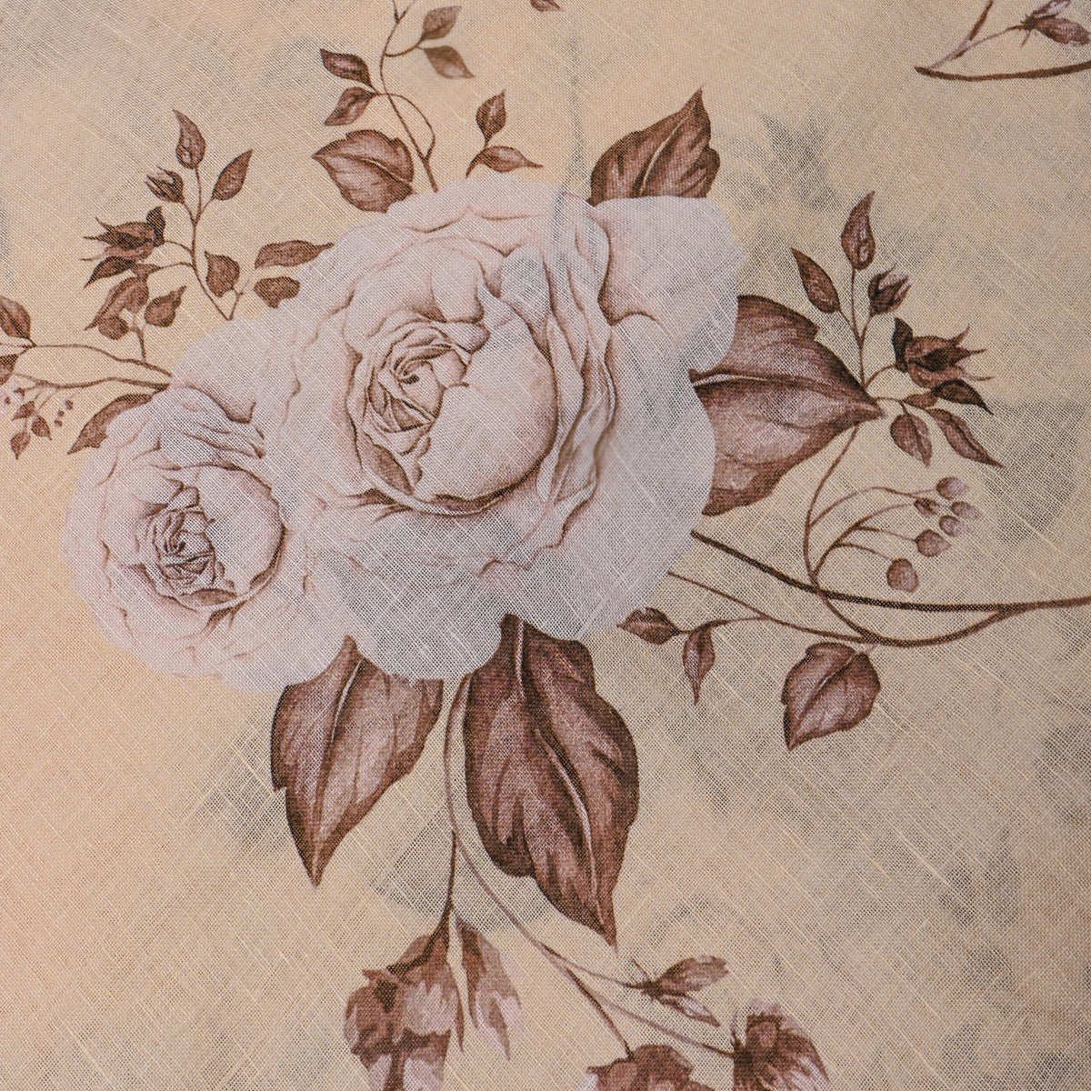 Beige Dupion Silk With Digital Print