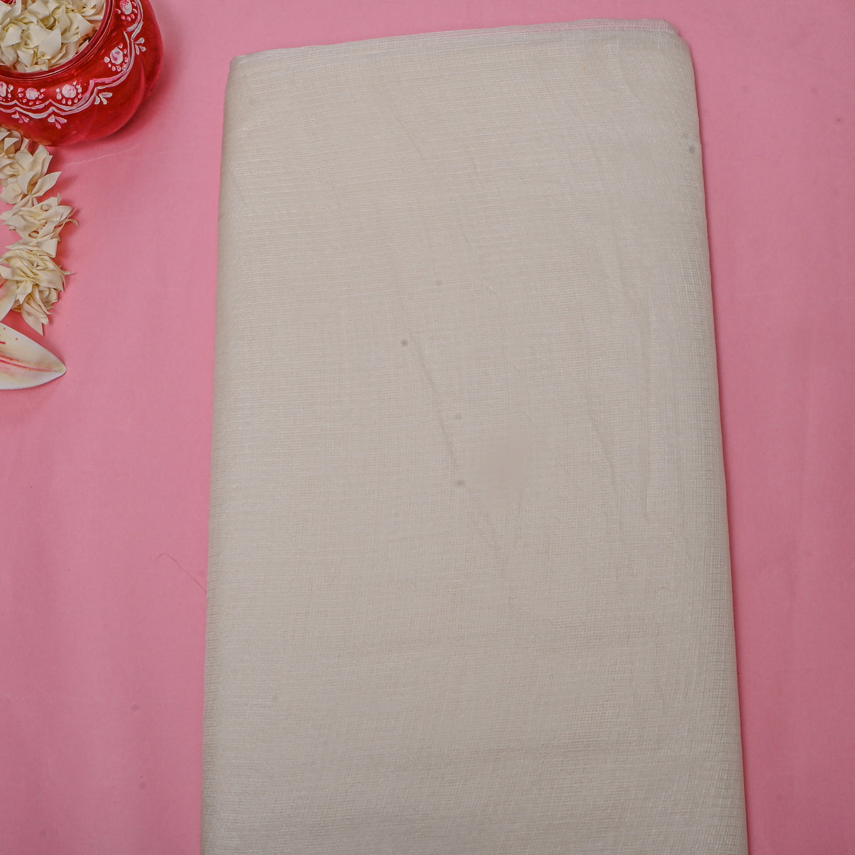 Plain White Kota Silk Fabric