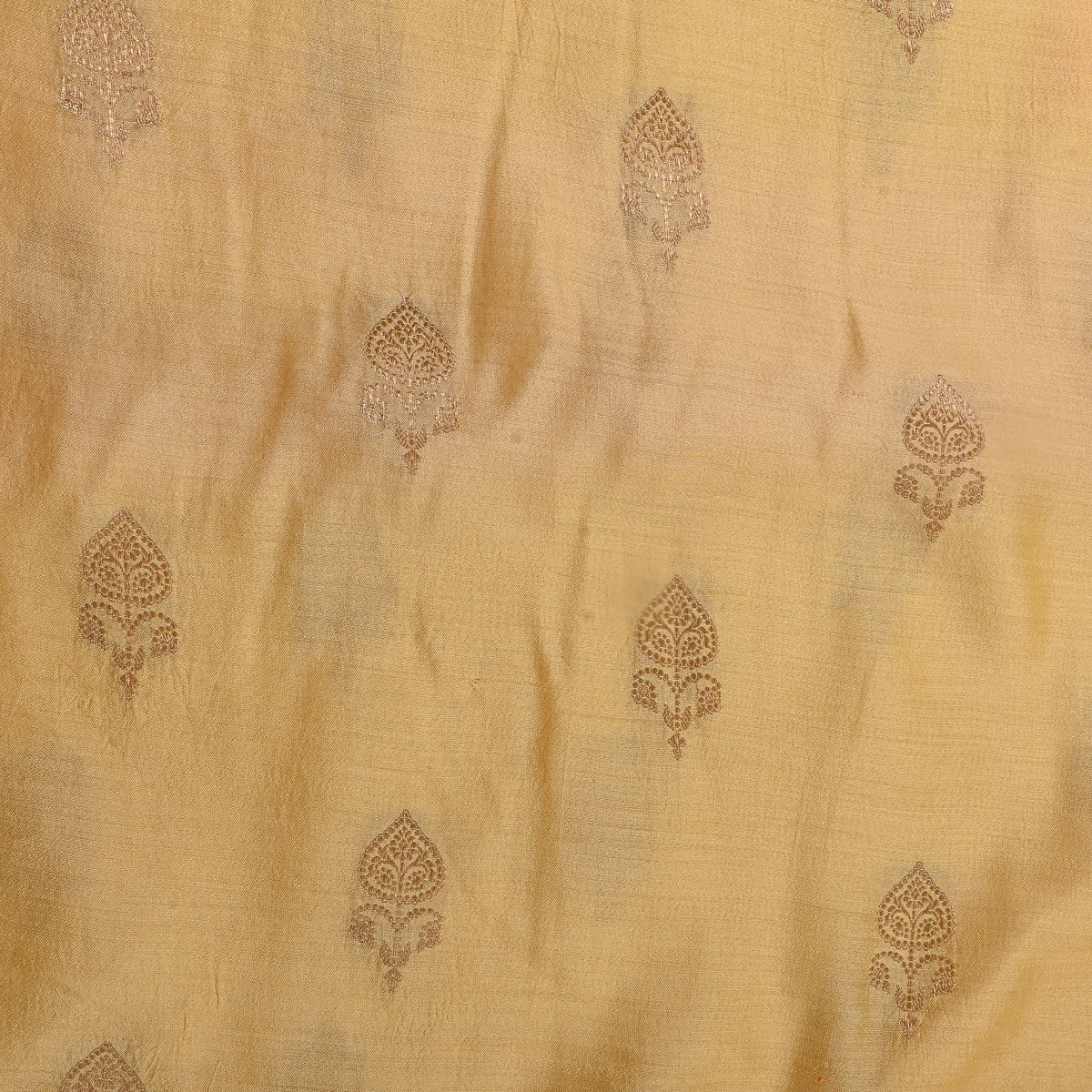 Butter Yellow Gold Zari Butti Jamawar Silk Fabric