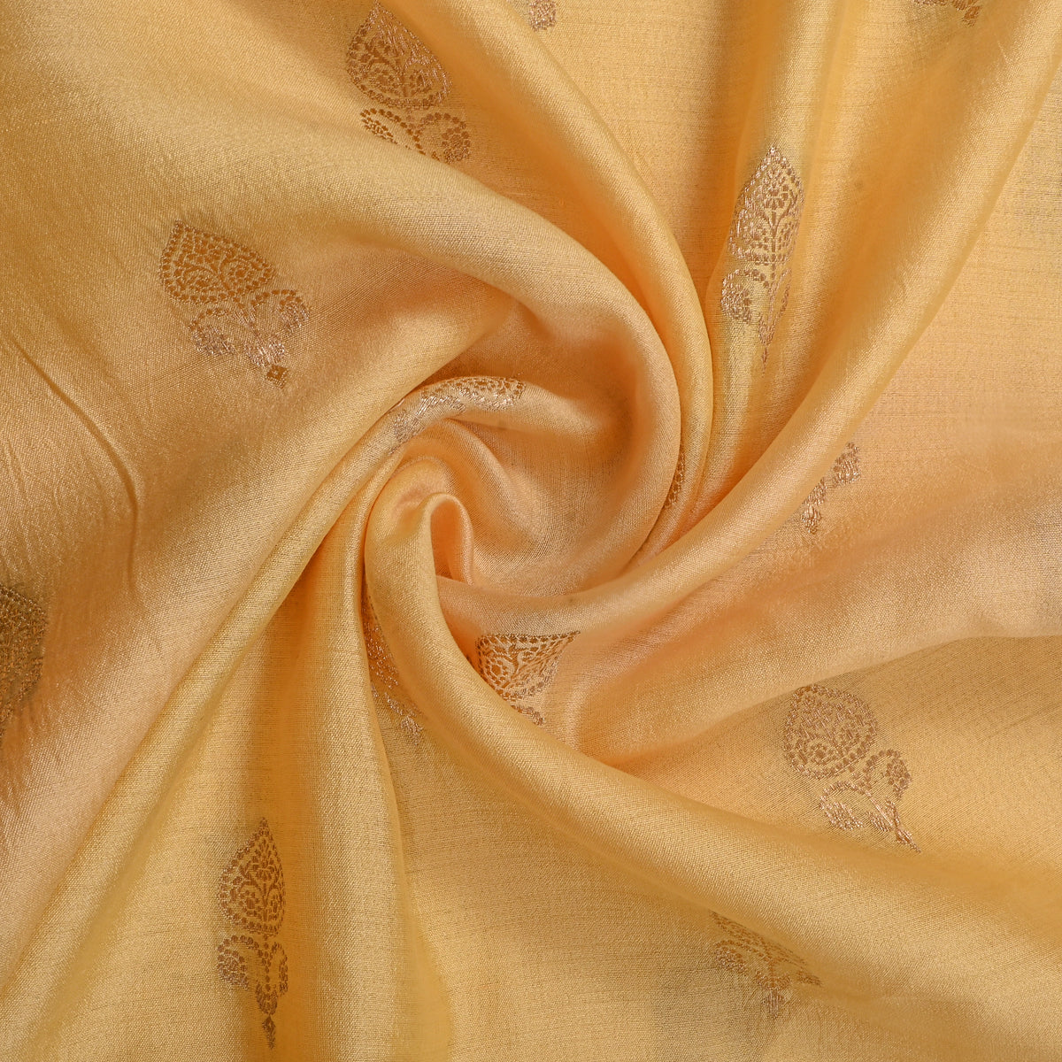 Butter Yellow Gold Zari Butti Jamawar Silk Fabric