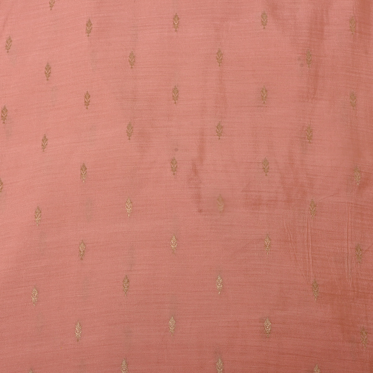 Peach Gold Zari Butti Jamawar Silk Fabric