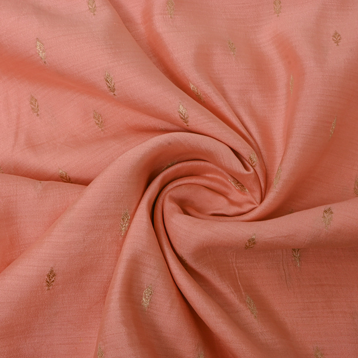 Peach Gold Zari Butti Jamawar Silk Fabric