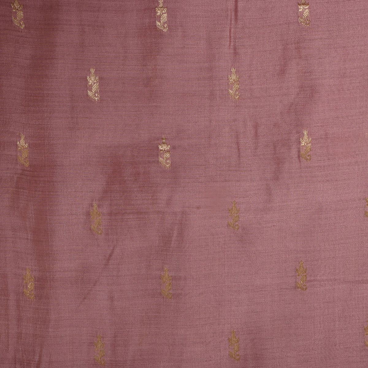 Dusty Pink Gold Zari Butti Jamawar Silk Fabric.