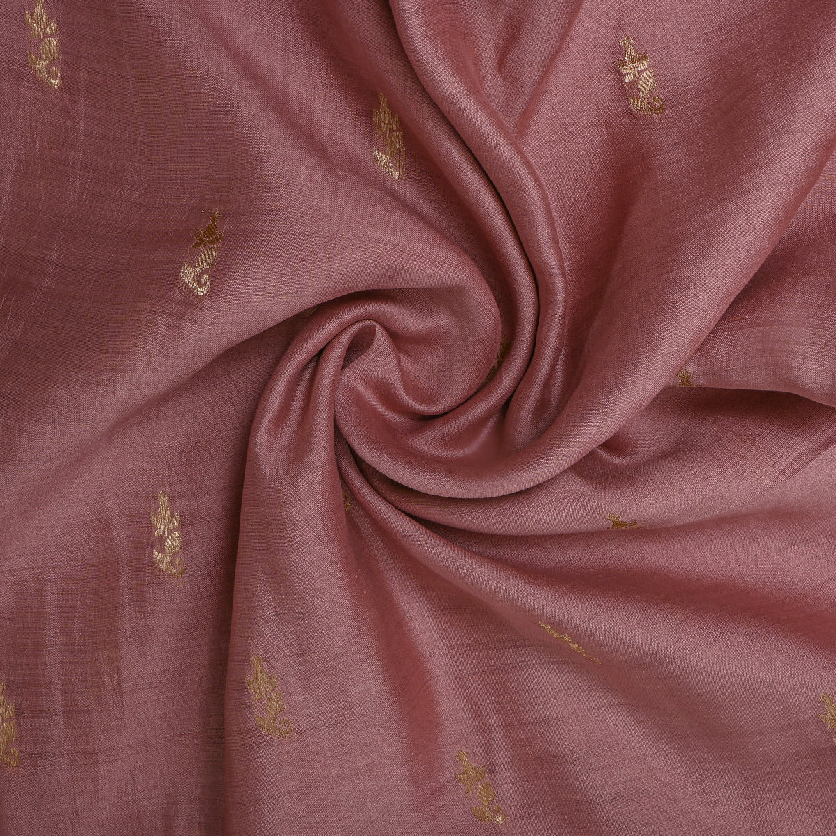 Dusty Pink Gold Zari Butti Jamawar Silk Fabric.