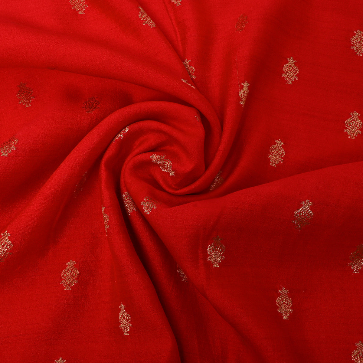 Red Jamawar Silk With Antique Gold Butti