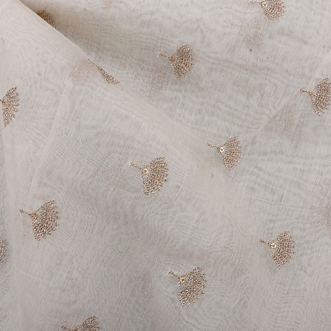 Pale Slate Chanderi Embroidered Fabric