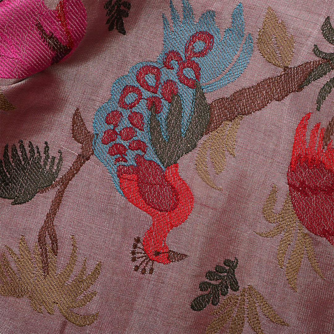 Bazaar Pinkish Tissue Embroidered Fabric