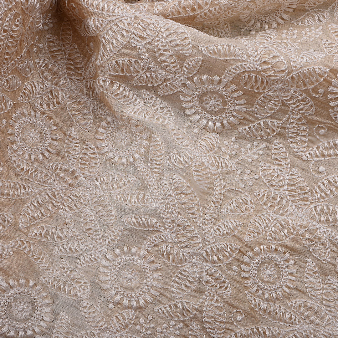 Antique White Tussar Tissue Thread Work Fabric
