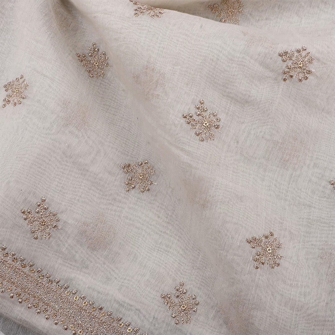 Off-White Chanderi Embroidered Fabric