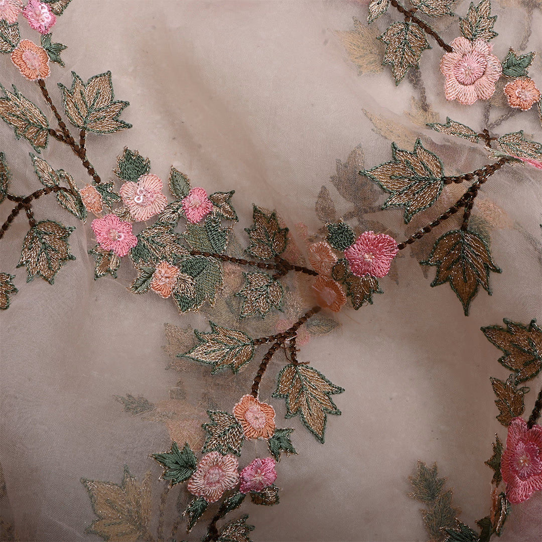 Off-White Organza Embroidered Fabric