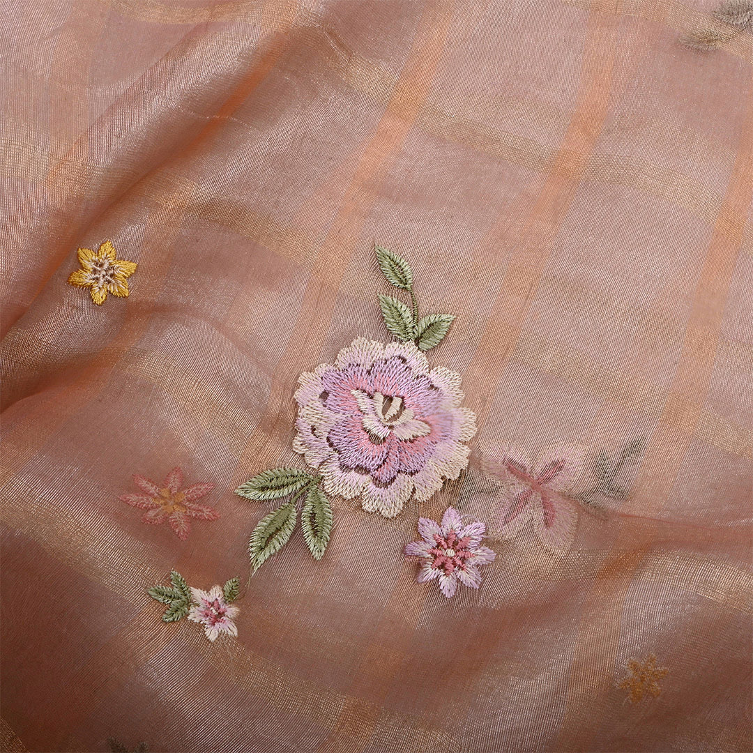 Pinkish Gray Tissue Embroidered Fabric