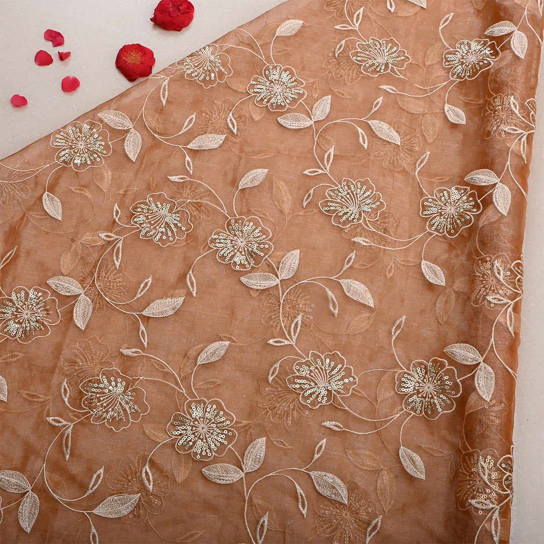 Burning Sand Tissue Embroidered Fabric