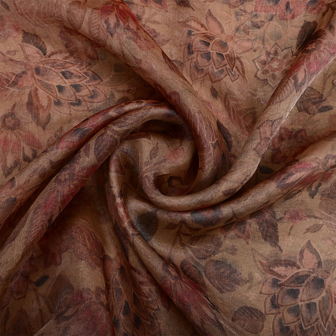 Light French Beige Tissue Printed Fabric