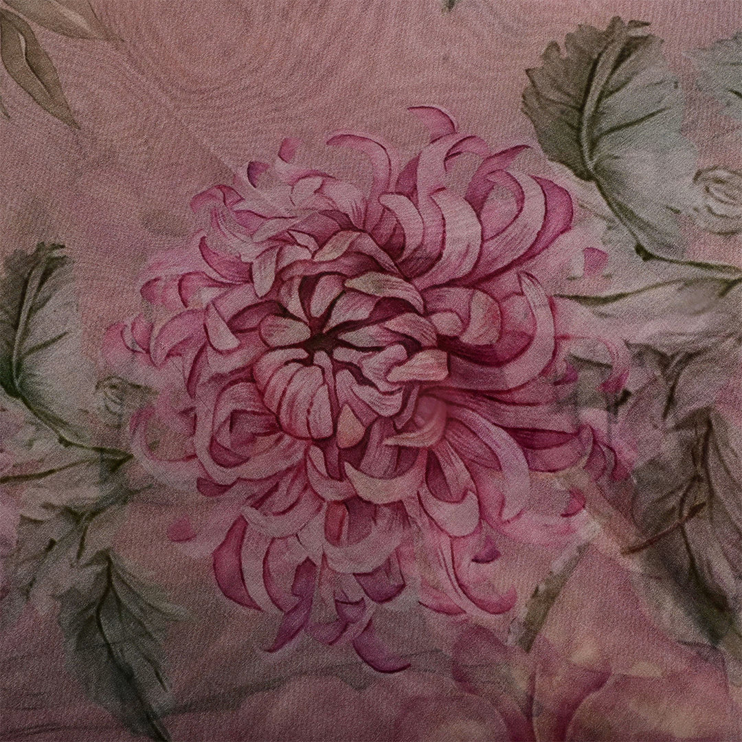 Copper Rose Organza Printed Fabric