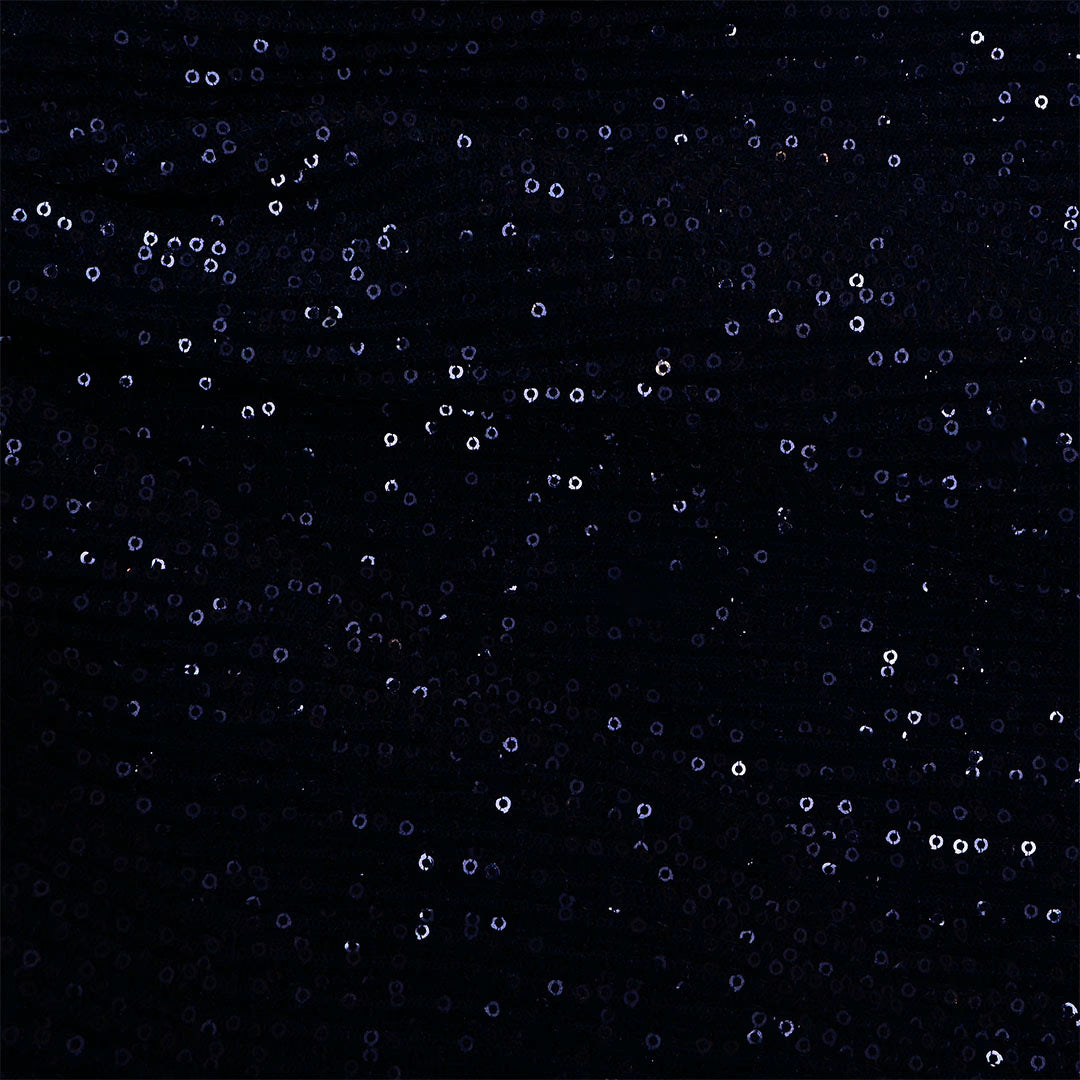 Dark Navy Blue Netted Sequins Work Fabric