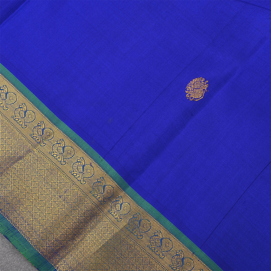 Sapphire Blue Kanjivaram Silk Fabric With Butti'S