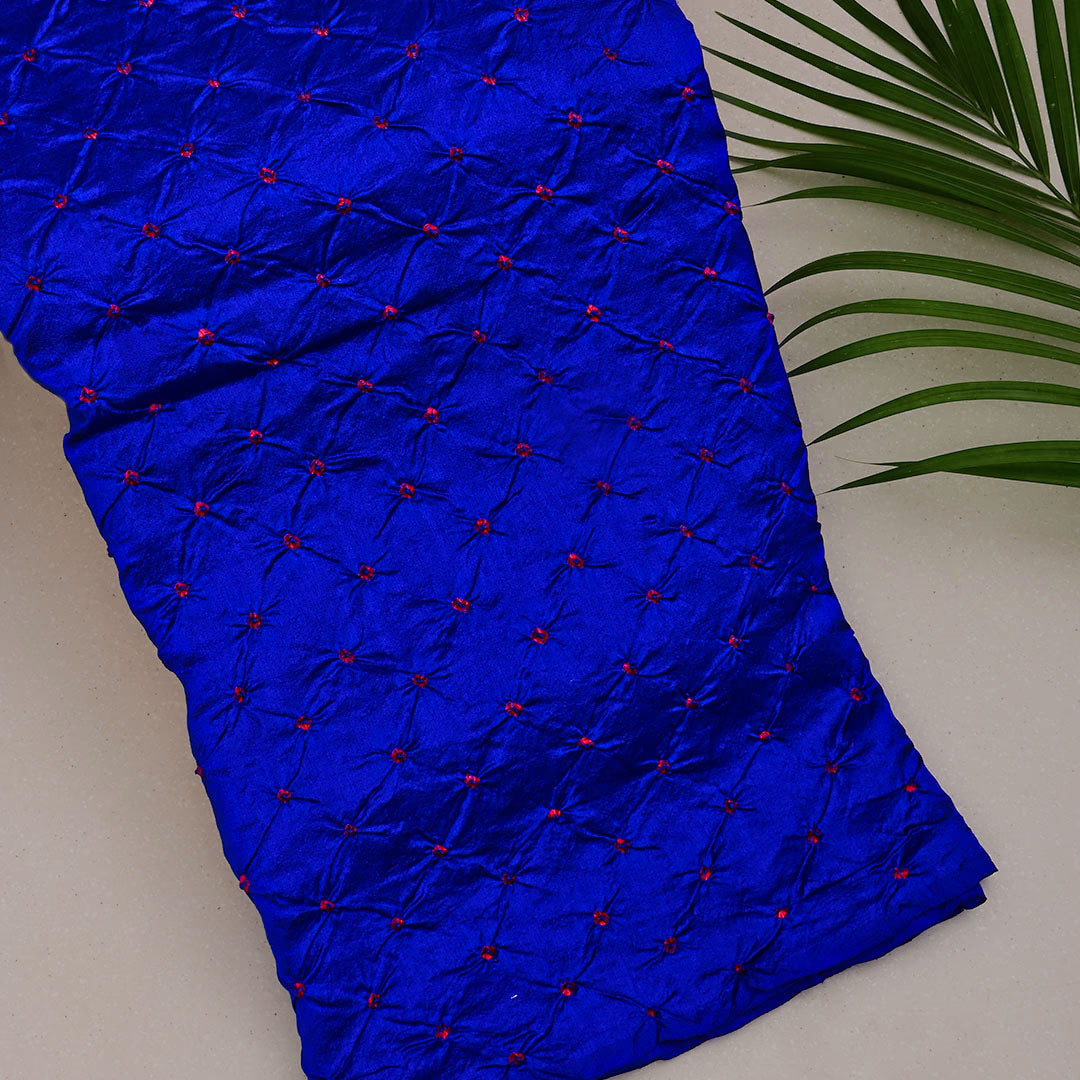 Phthalo Blue Silk Bandhani Fabric