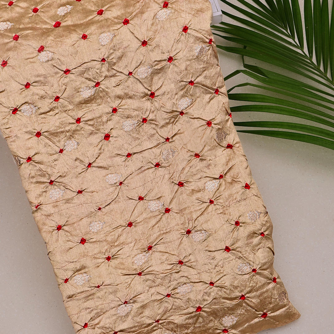 Light Taupe Silk Bandhani Fabric