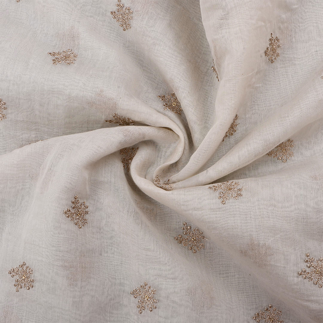Off-White Chanderi Embroidered Fabric
