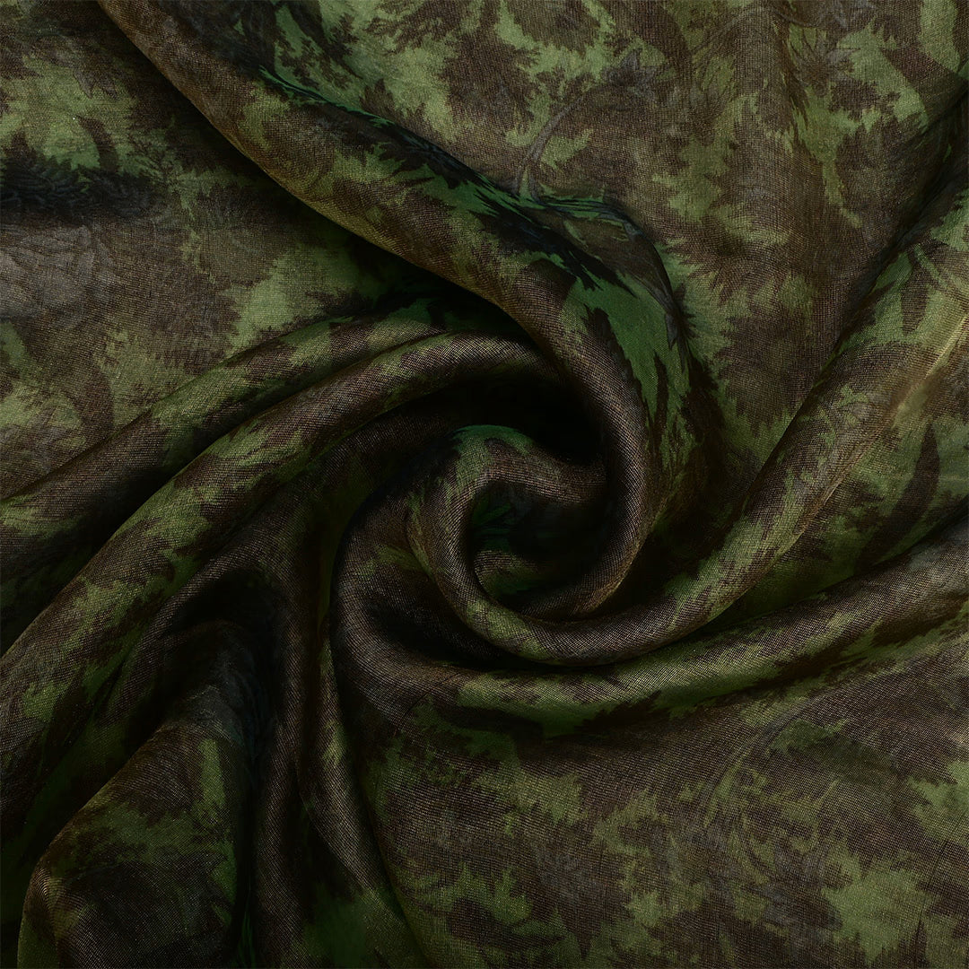 Hazel Green Tissue Floral Printed Fabric