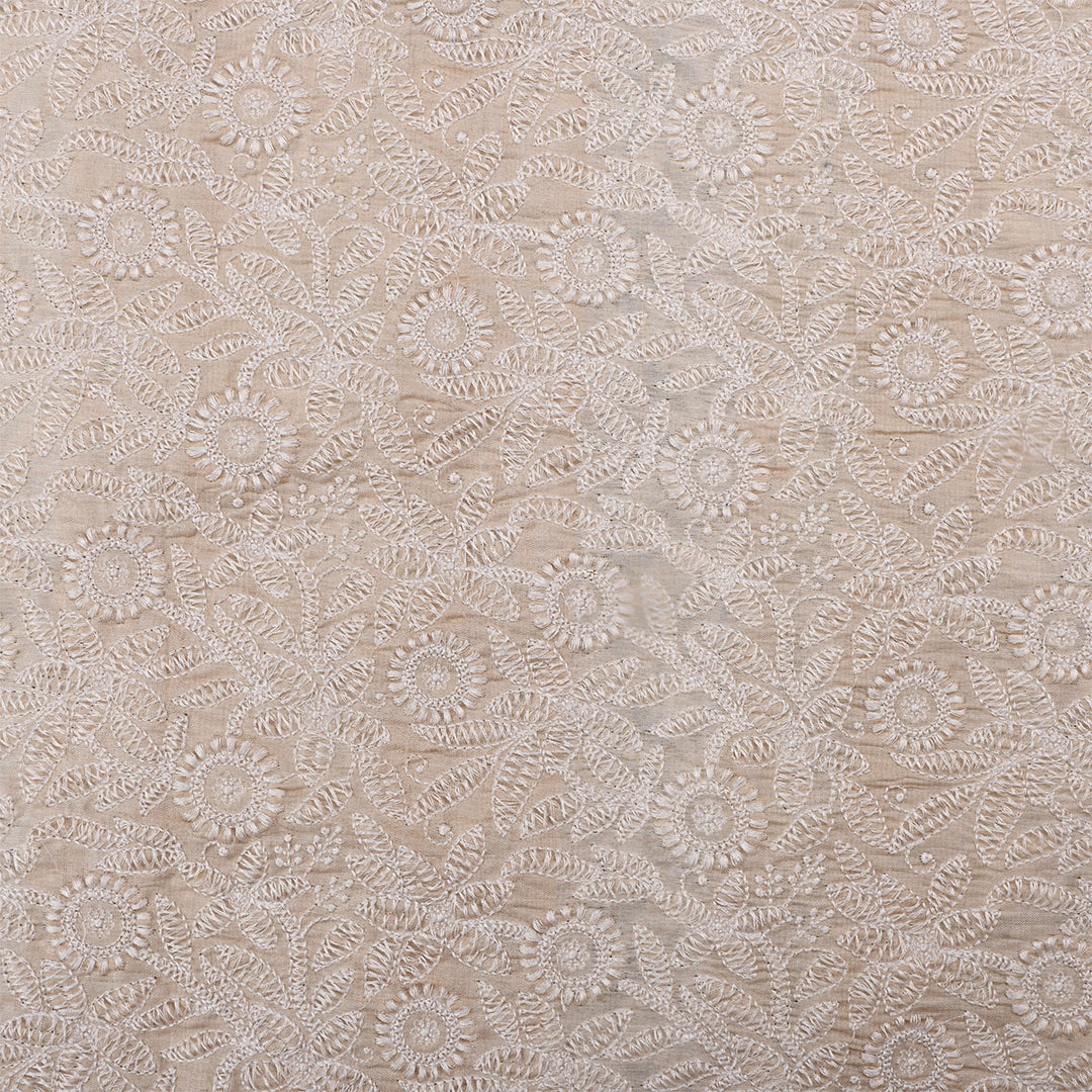 Antique White Tussar Tissue Thread Work Fabric