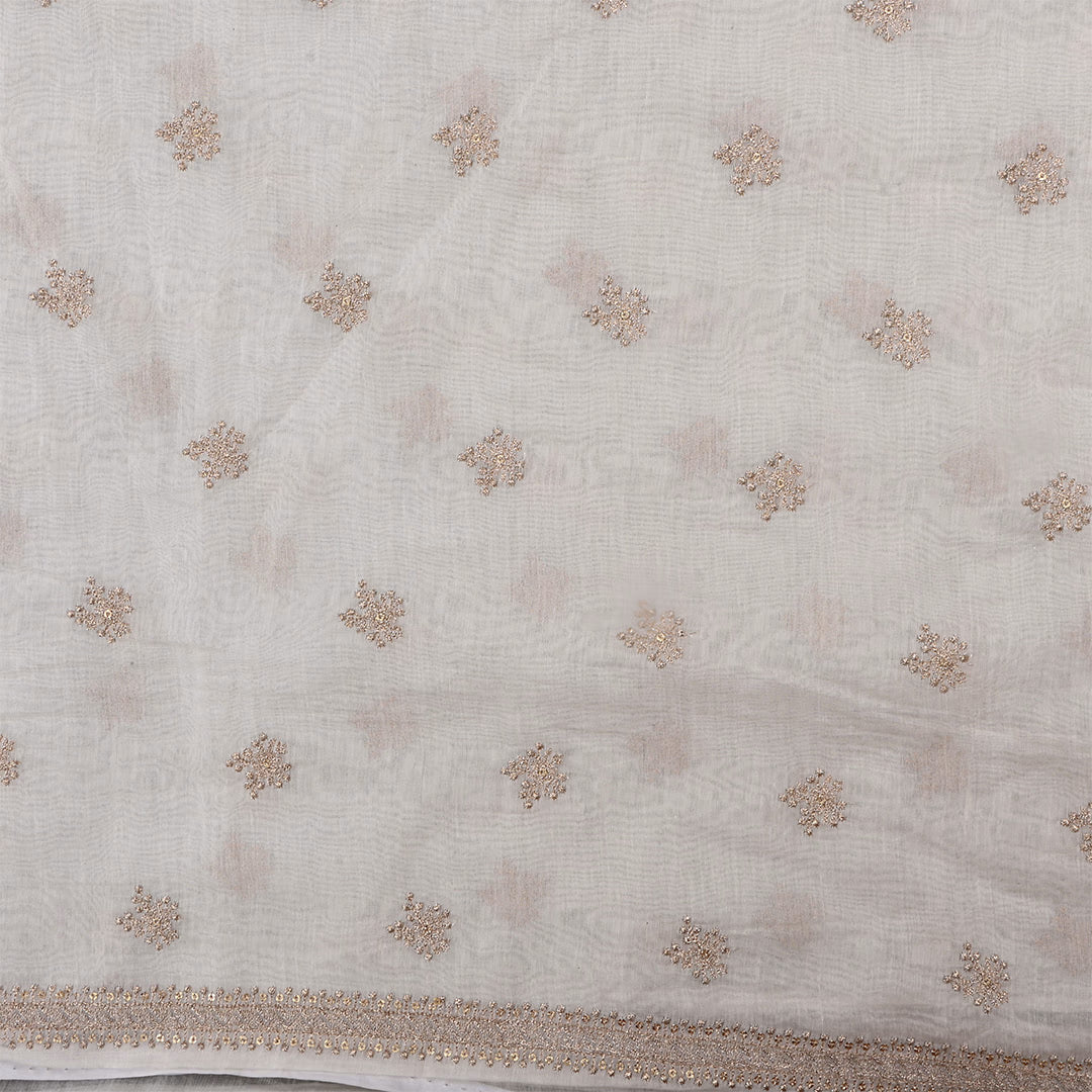 Off-White Chanderi Embroidered Fabric