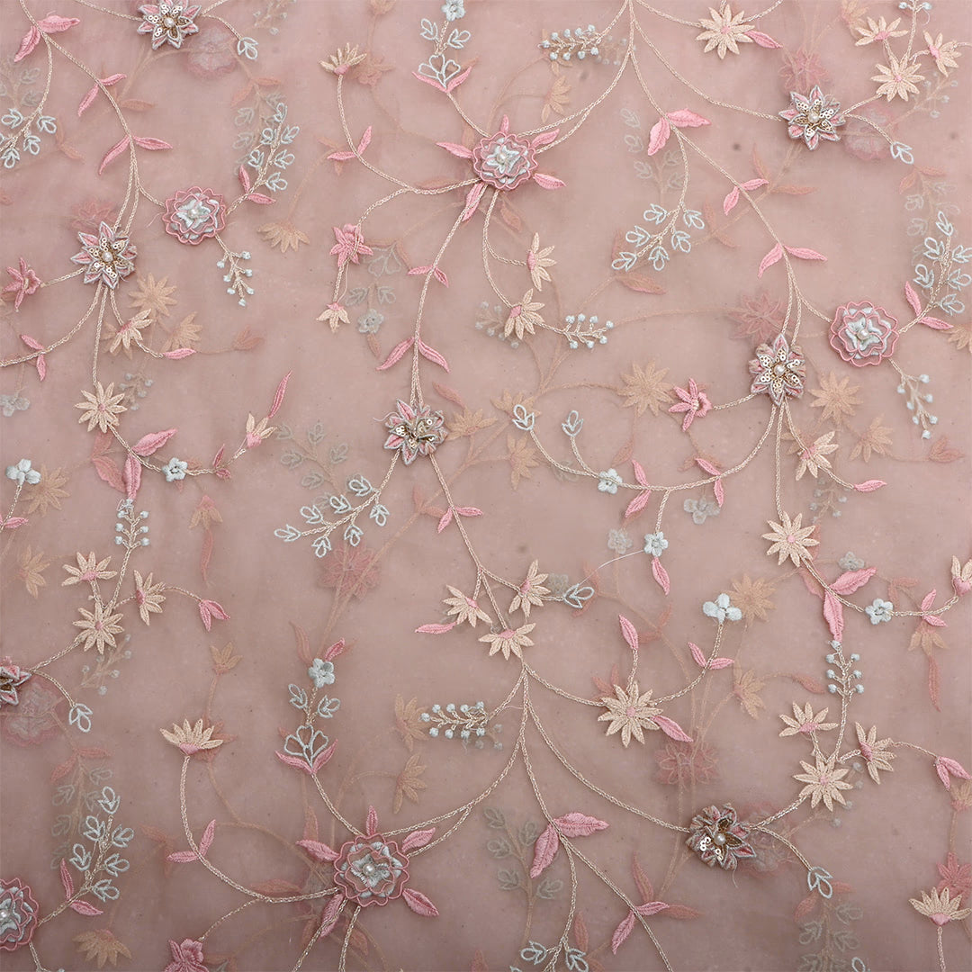Pink Champagne Organza Patchwork Fabric