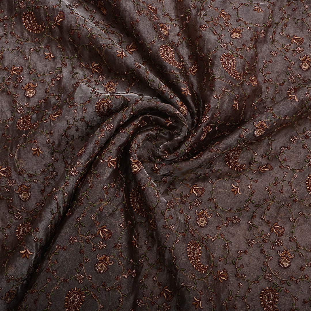 Davy Gray Tissue Embroidered Fabric