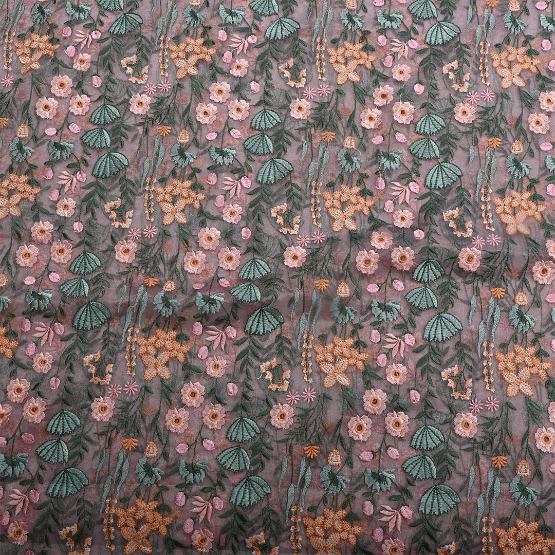 Old Valender Tissue Floral Embroidered Fabric